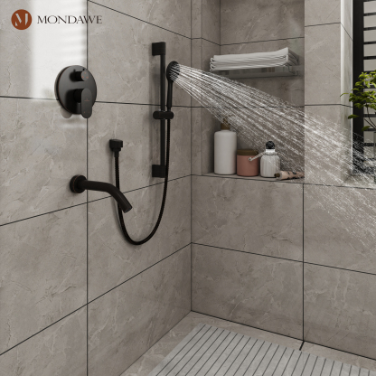 Mondawe Retro Series 2-Spray Patterns with 1.8 GPM 9 in. Rain Wall Mount Dual Shower Heads with Handheld and Spout