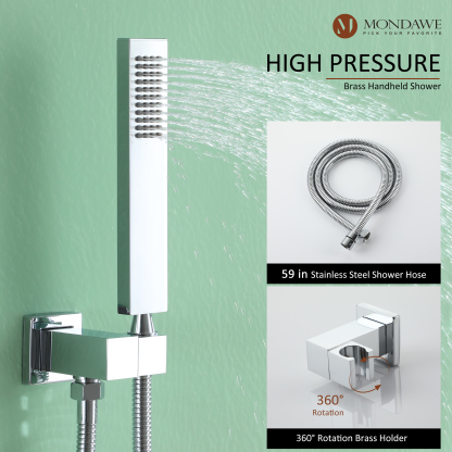 Mondawe Three function Pressure Balance Shower Set with 10 in Shower Head(5 color, Valve Included)-Mondawe