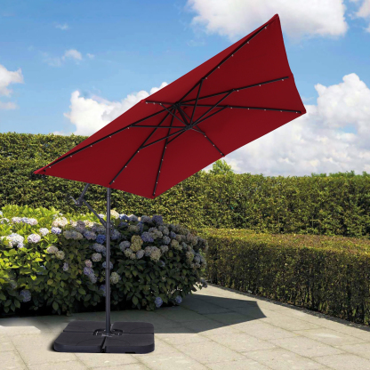 Mondawe 8.5Ft Square Outdoor Market Cantilever Patio Umbrella with Push Button Tilt and Base