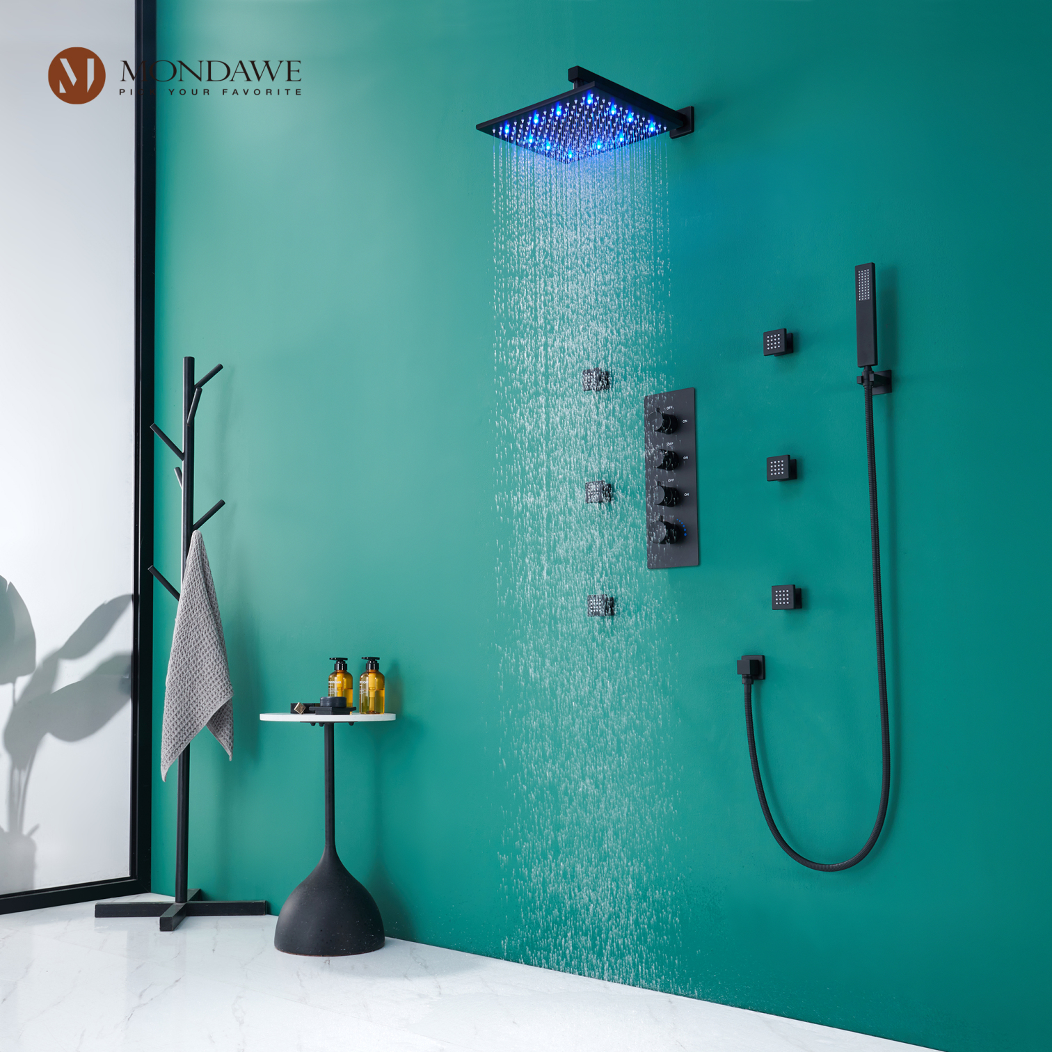 Shower Systems with LED lights Mondawe