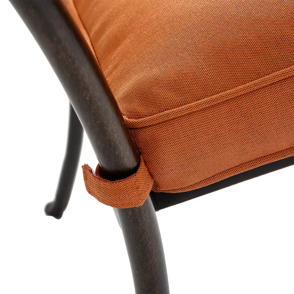 Mondawe 6-Piece Cast Aluminum Diagonal-Mesh Vines Backrest Dining Chairs in Beige/Orange-Mondawe
