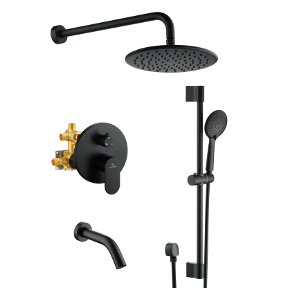 MB3-Mondawe Retro Series 2-Spray Patterns with 1.8 GPM 9 in. Rain Wall Mount Dual Shower Heads with Handheld and Spout