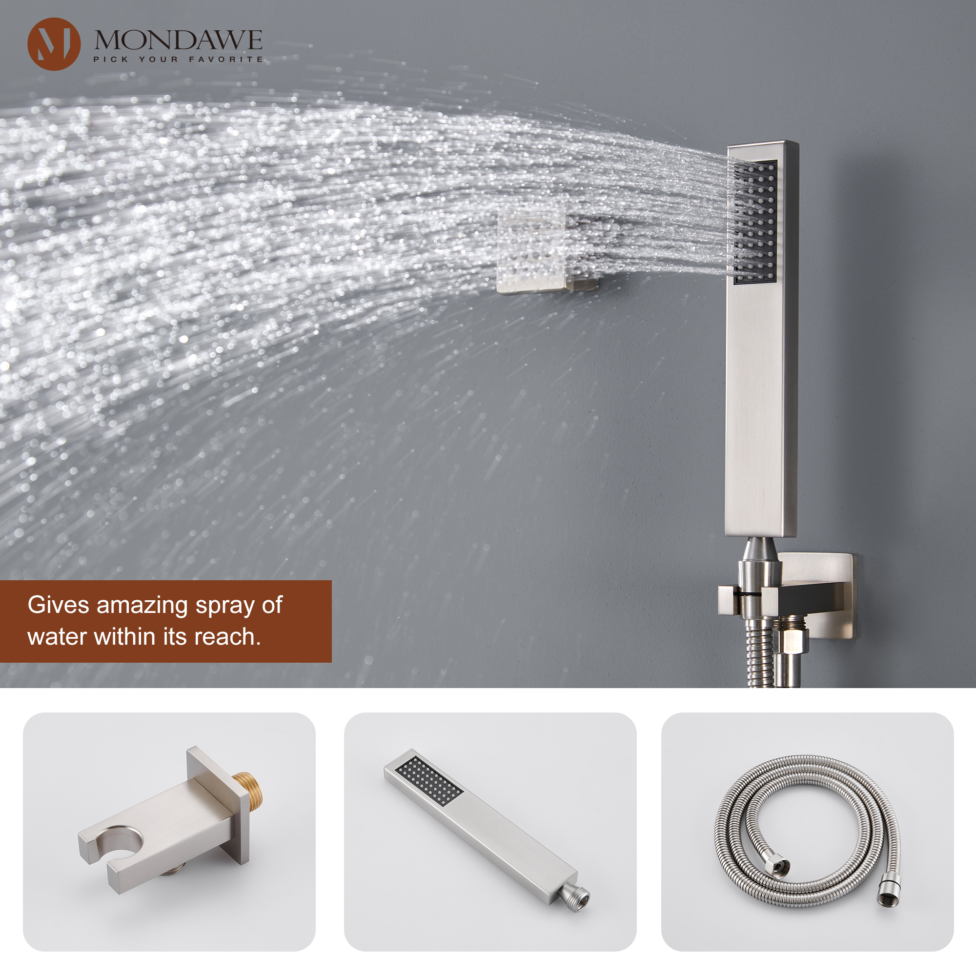 Mondawe Luxury 4-Way Thermostatic Shower System with LED and Music Player-Mondawe