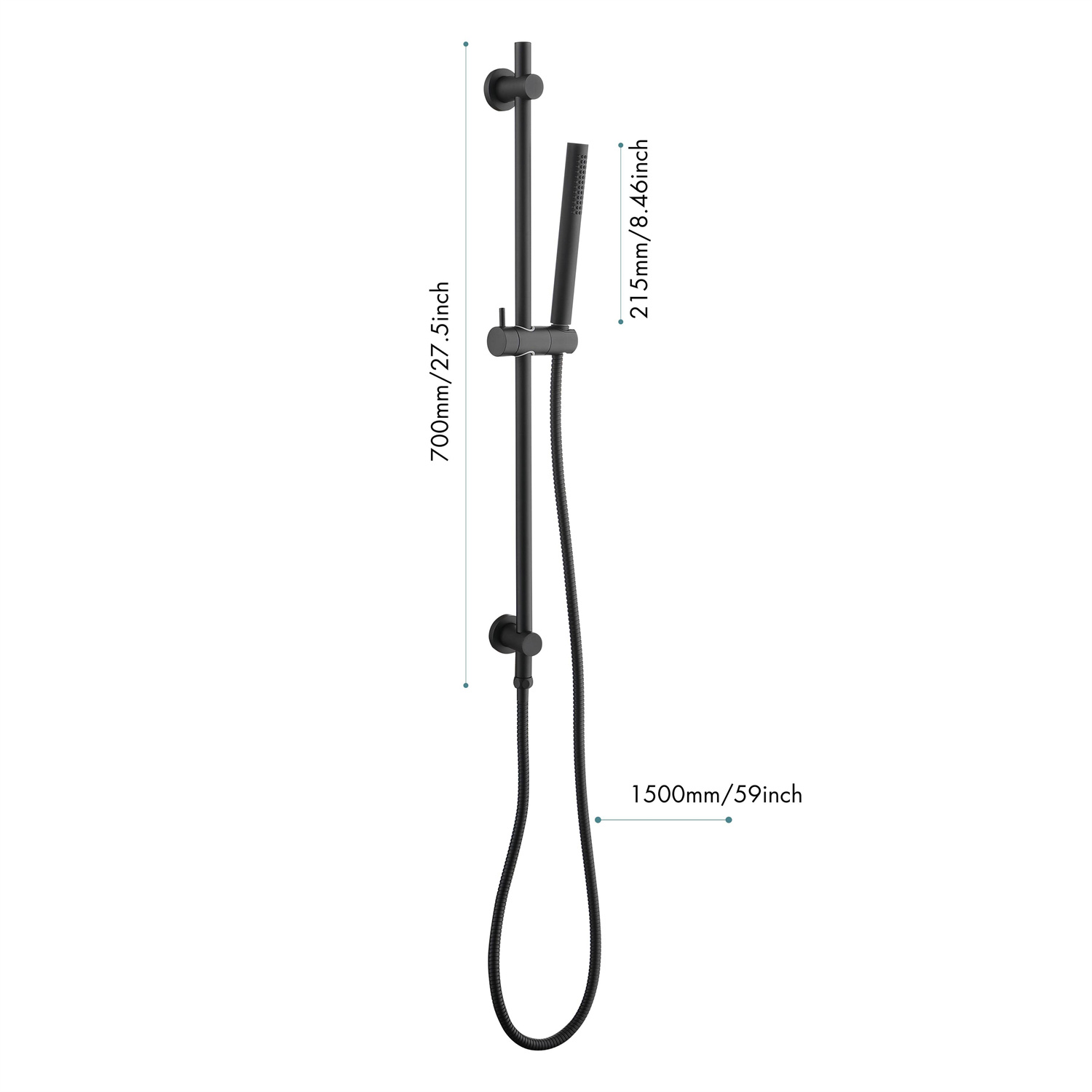 Mondawe Eco-Performance Handheld Shower with 28-Inch Slide Bar and 59-Inch Hose-Mondawe
