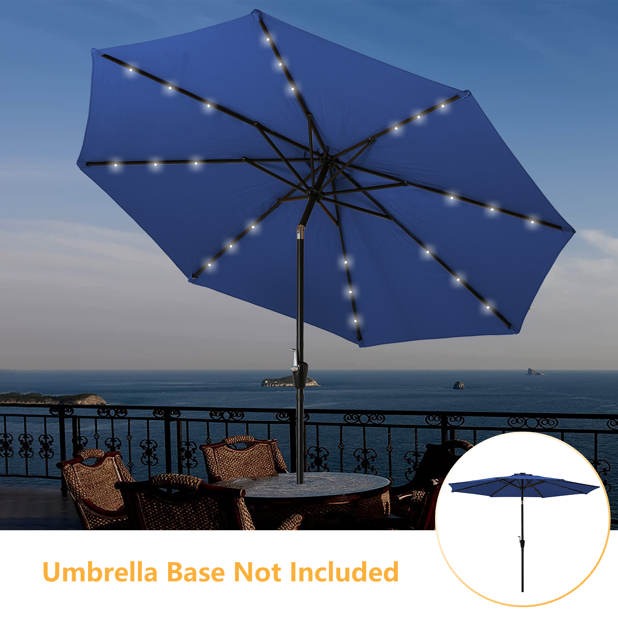 Mondawe 10-ft Patio Umbrella with LED Lights (Orange/Tan/Red/Blue)-Mondawe