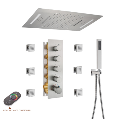 BN-Mondawe Luxury 4-Way Thermostatic Shower System with LED and Music Player-Mondawe