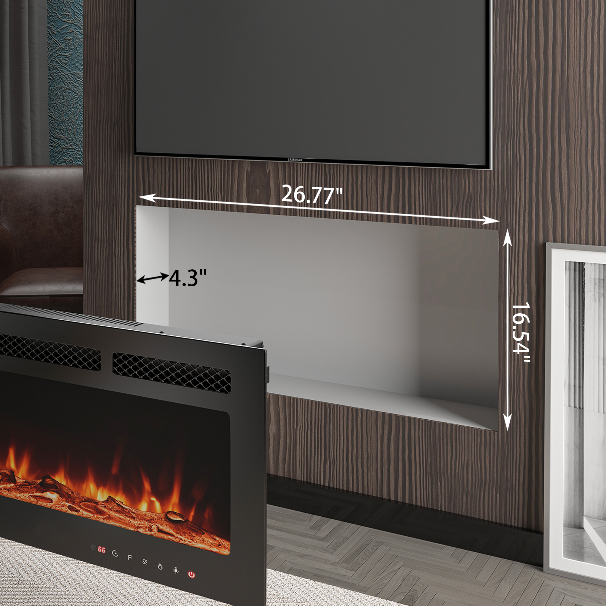 Mondawe 5000 Maximum BTUs 30/36/42/50 Inch W Black Fan-forced Electric  Fireplace