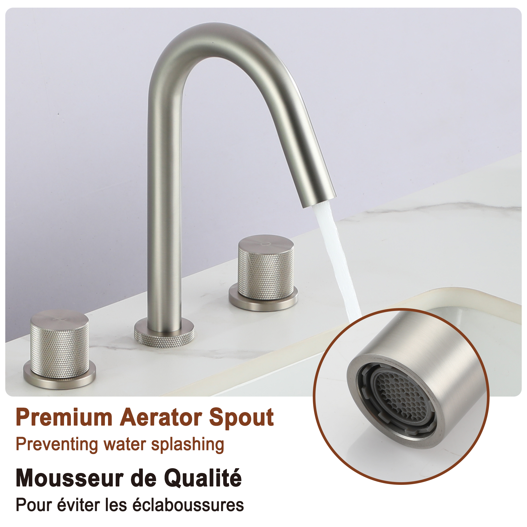 Mondawe 8 in. Widespread Double-Handle Bathroom Faucet in Nickel Brushed/Black/Brushed Gold-Mondawe