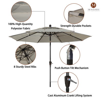 10ft Patio Market Umbrella with Double Airvent-Mondawe