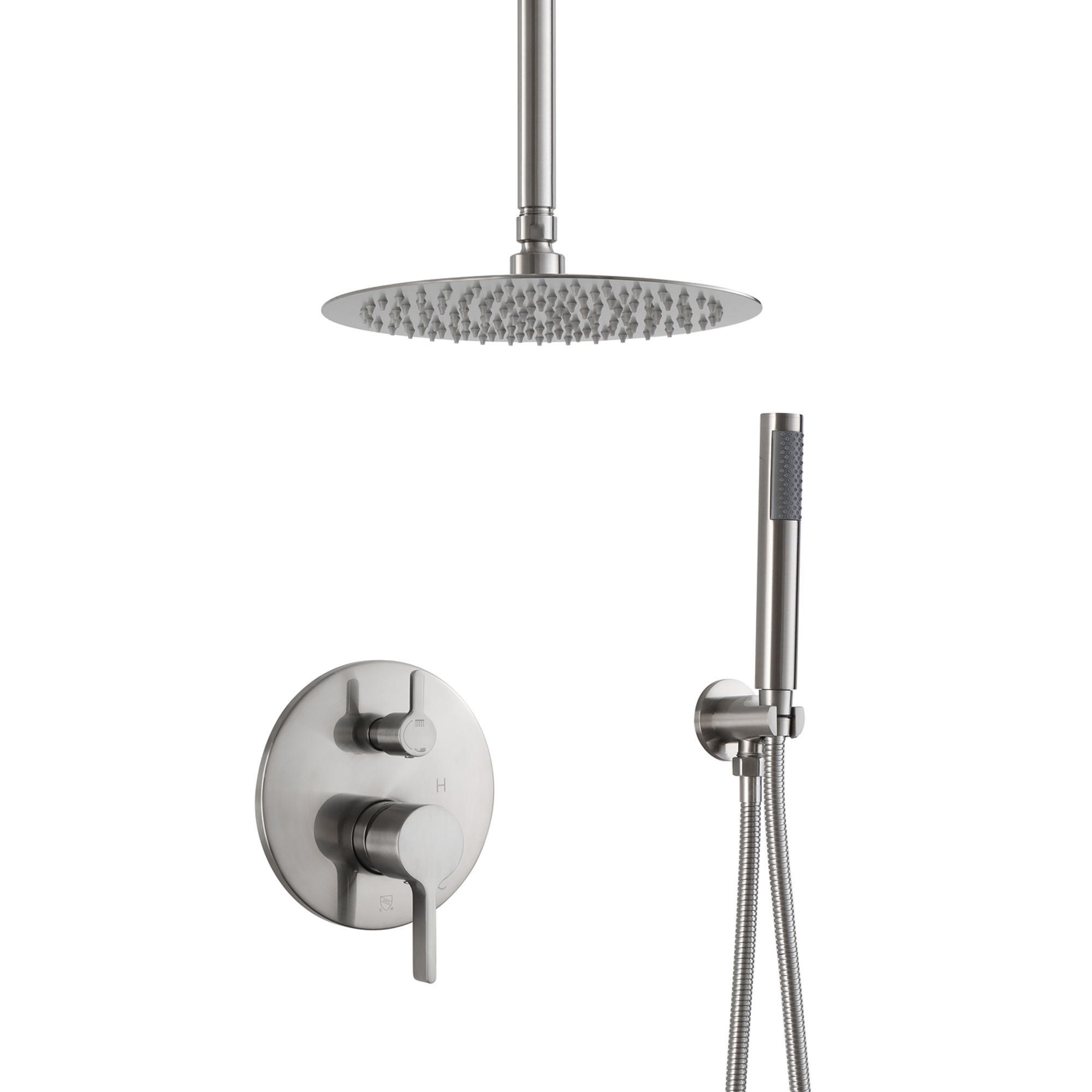 Mondawe 10 Inch Round Bathroom Shower Set in Nickel/Chrome/Black/Gold/Gun Black-Mondawe