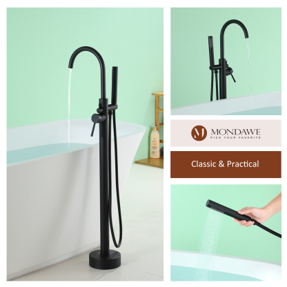 Mondawe Freestanding Shower Head For Matte Black Bathtub Faucet With Solid Brass Body-Mondawe