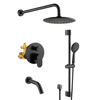 ORB3-Mondawe Retro Series 2-Spray Patterns with 1.8 GPM 9 in. Rain Wall Mount Dual Shower Heads with Handheld and Spout