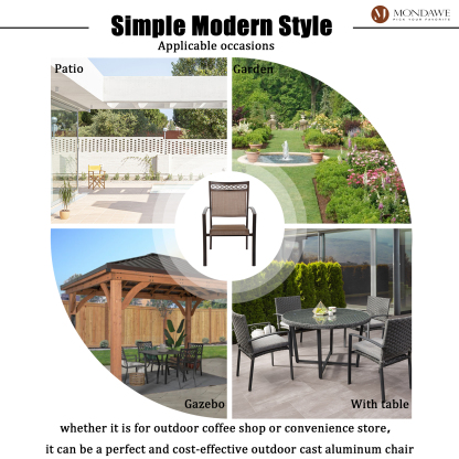 Mondawe 4-Pack Patio Chair Rust-Resistant Aluminum Outdoor Dining Chairs-Mondawe