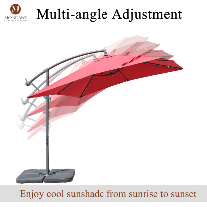 Mondawe 8.5Ft Square Outdoor Market Cantilever Patio Umbrella with Push Button Tilt and Base-Mondawe