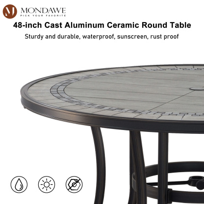 Mondawe 5-Piece Mondawe Outdoor Textilene Aluminum Swivel Chair Dining Set and Round Ceramic Table-Mondawe