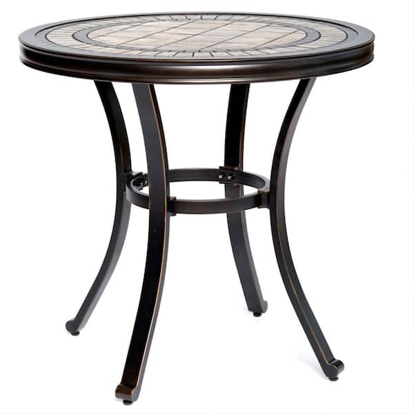 Mondawe 28 In. Round Aluminum Table Outdoor Bistro Table -Mondawe