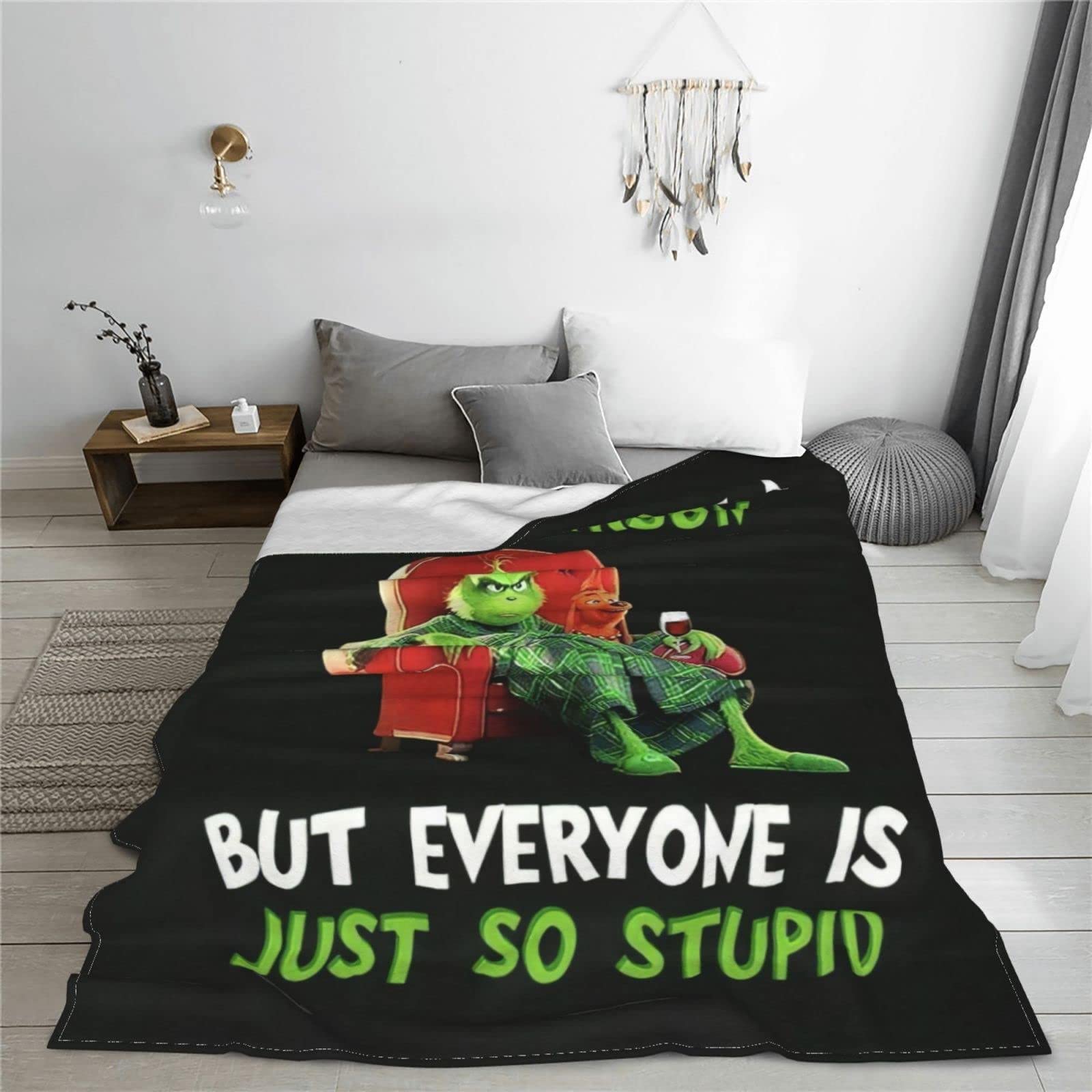 Christmas Green Monster Super Soft Flannel Fleece Blanket