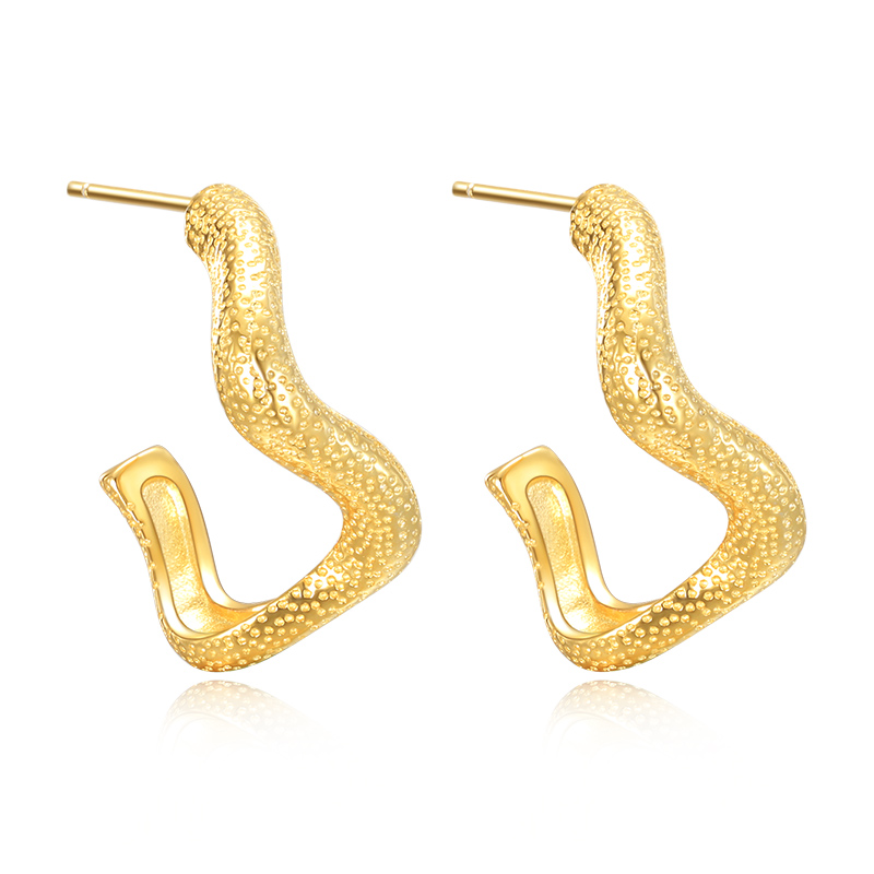 VIGG 18K Gold Plated Irregular Line Earrings-Vigg Jewelry