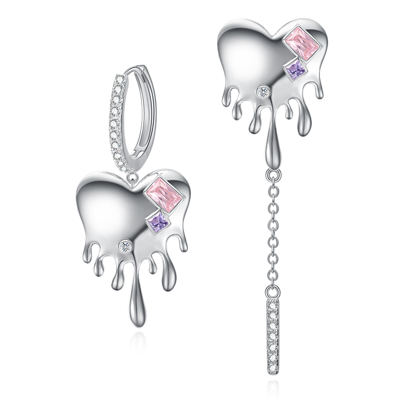 VIGG Asymmetric Melted Heart Earrings-Vigg Jewelry