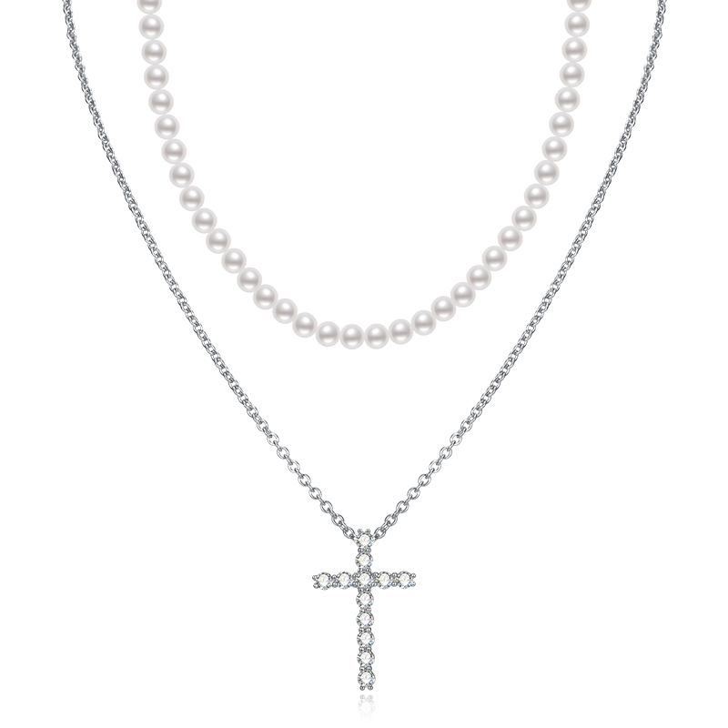 VIGG 925 Sterling Silver Stacking Cross Necklace-Vigg Jewelry