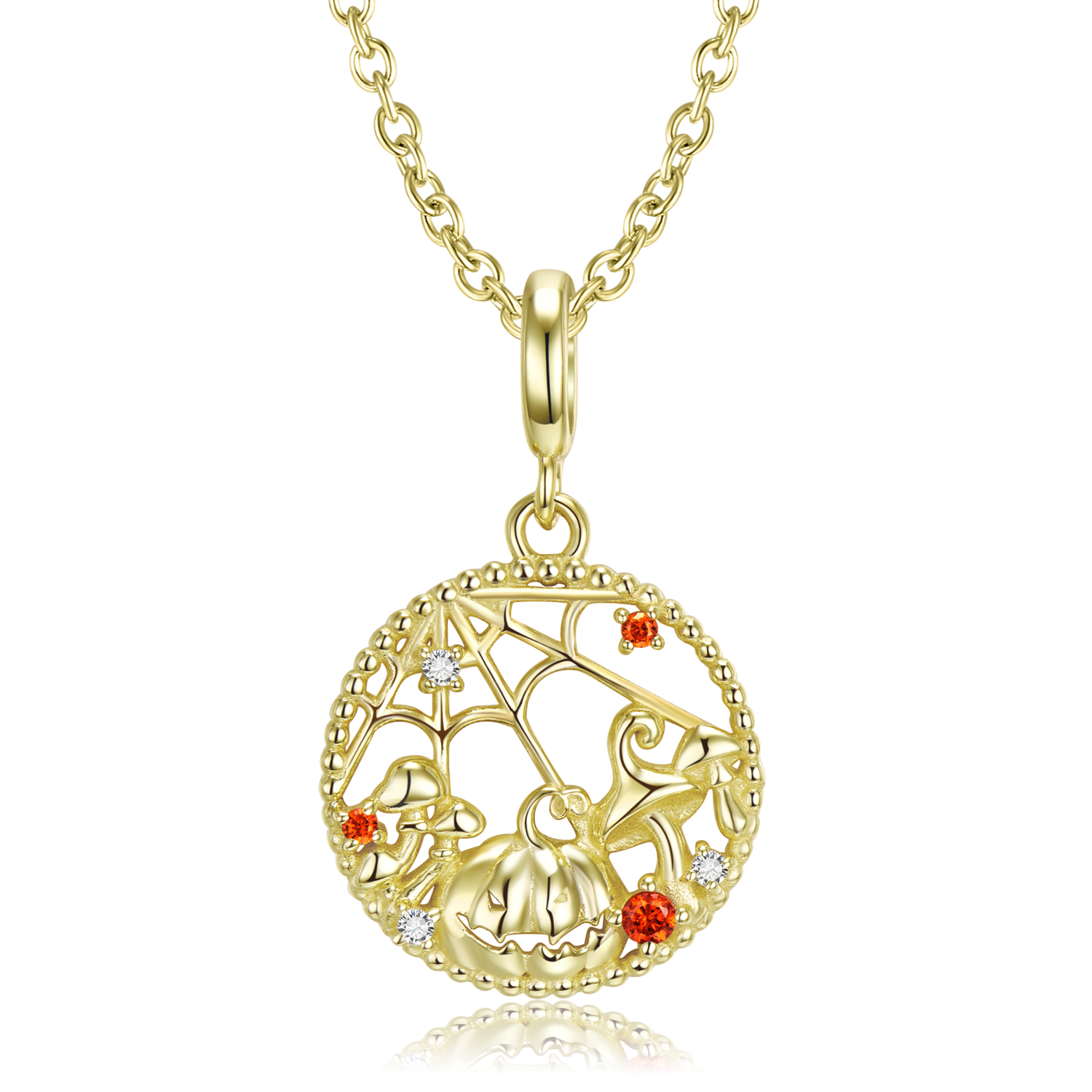 Halloween Spider Web Pumpkin Necklace-Vigg Jewelry