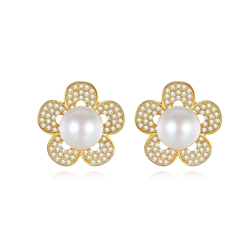 VIGG 18K Gold Plated Cherry Blossom Earrings-Vigg Jewelry