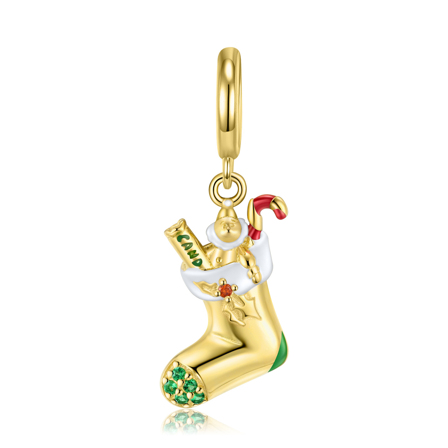 Christmas Sterling Silver Gold Plated Sock Charm Bracelet-Vigg Jewelry