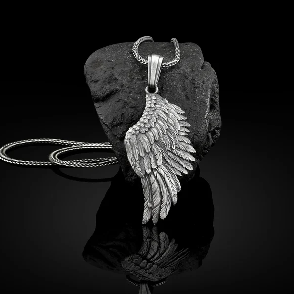 Vintage Single Winged Angel Necklace-Vigg Jewelry