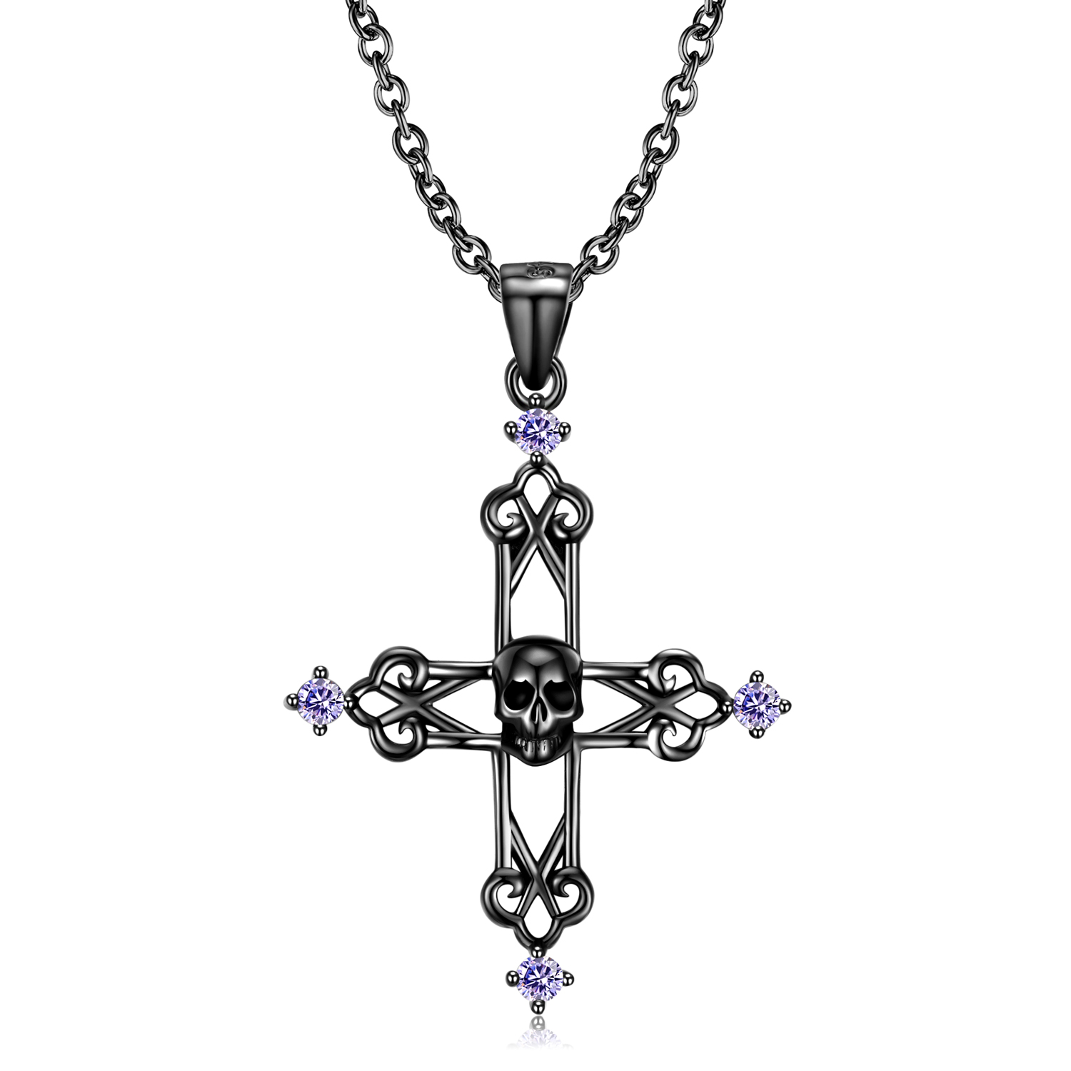 Halloween Vintage Cross Skull Necklace-Vigg Jewelry