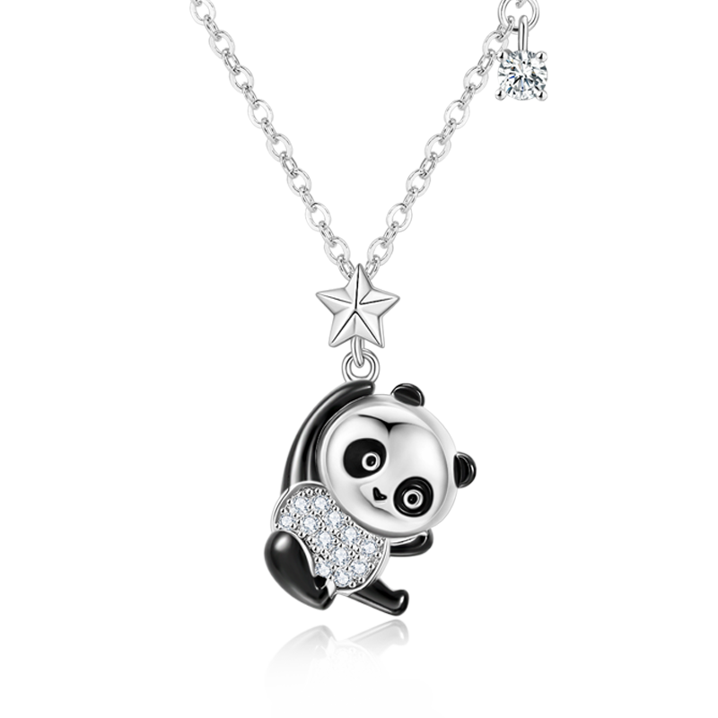 Panda Picking Stars Necklace-Vigg Jewelry