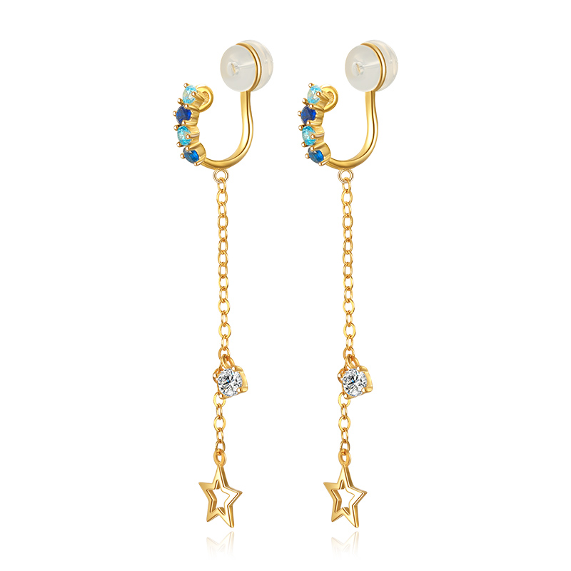 VIGG 18K Gold Plated Star Tassel Earrings-Vigg Jewelry