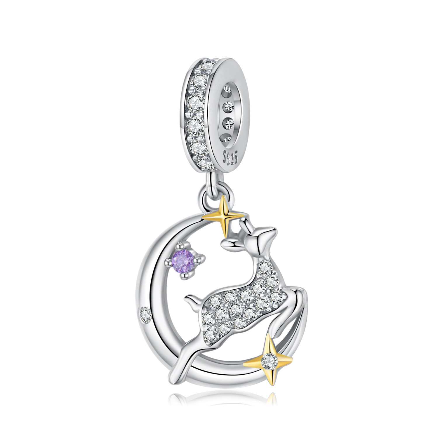 Christmas Moon Elk Charm Bracelet-Vigg Jewelry