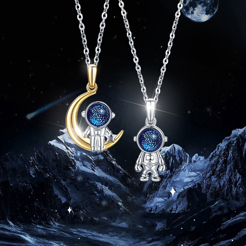 Fashion Space Astronaut Couple Necklace-Vigg Jewelry