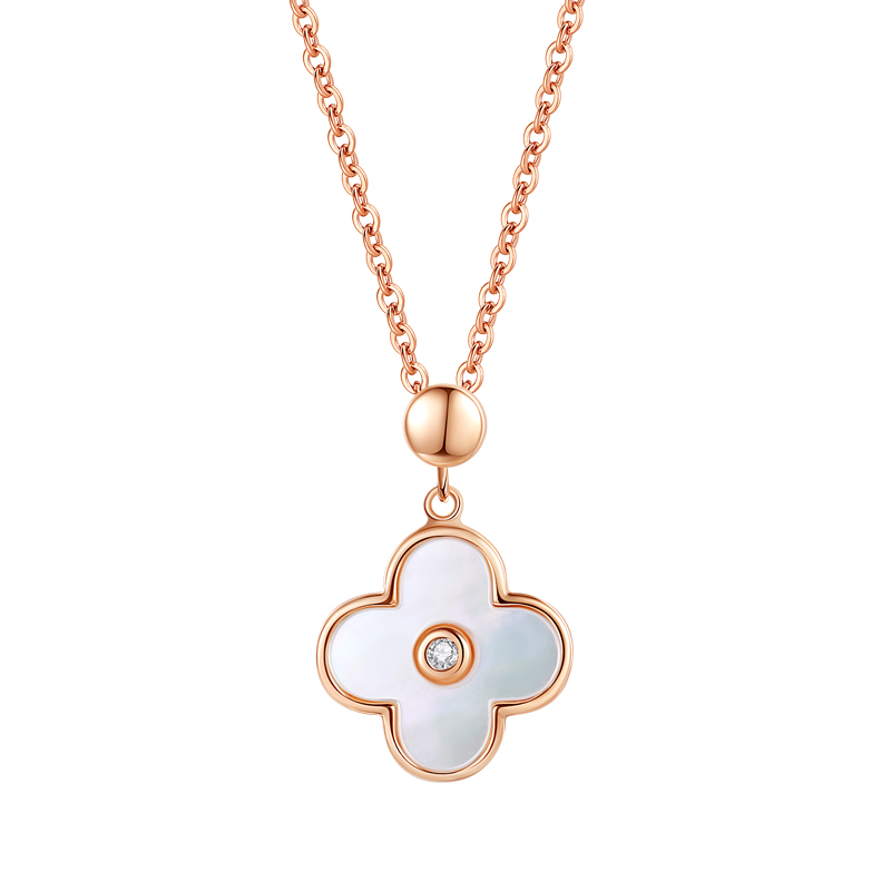Rose Gold Four-leaf Clover Fritillary Jewelry Set-Vigg Jewelry