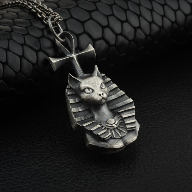 Egyptian Pharaoh Cat Vintage Necklace-Vigg Jewelry