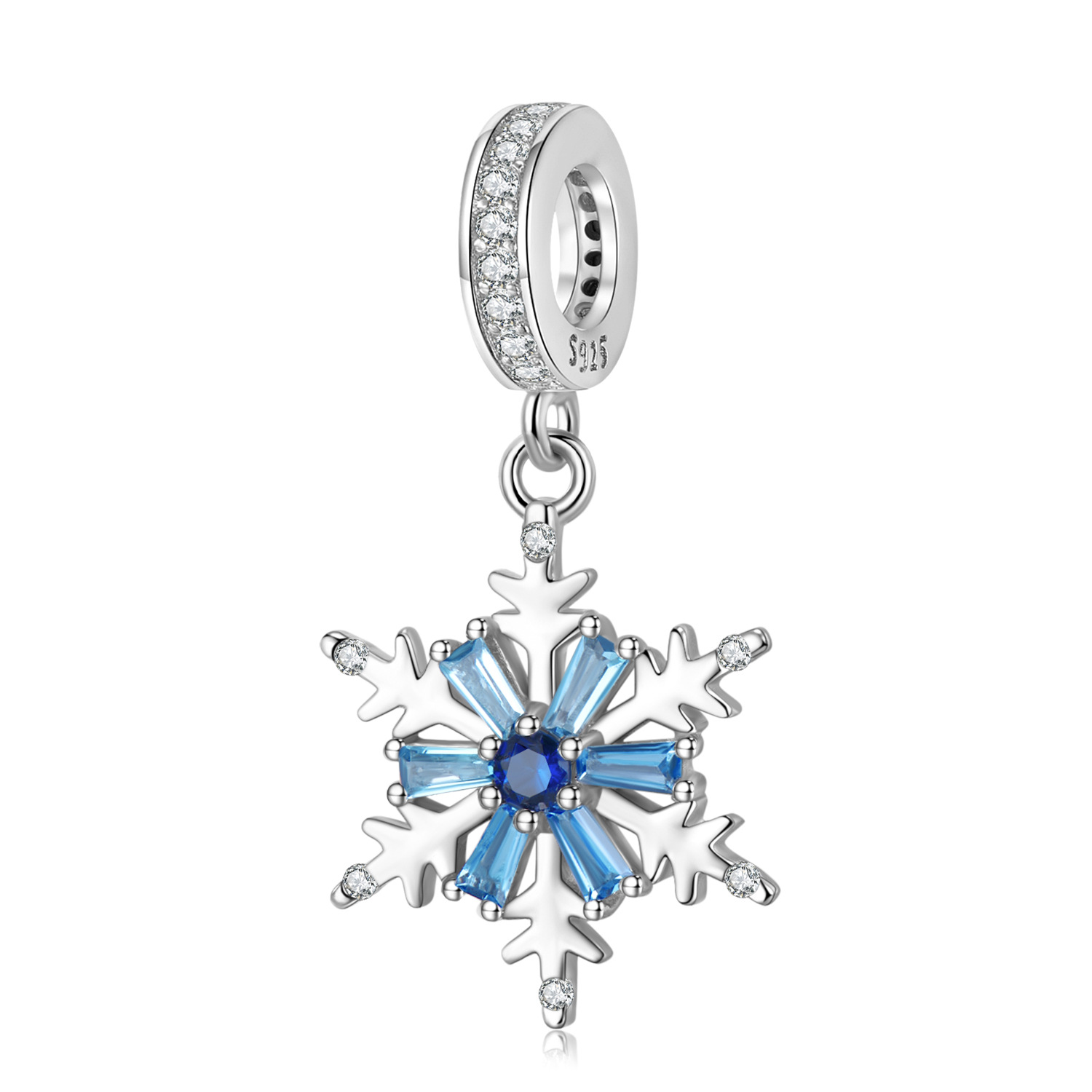 Christmas Sparkling Snow Flower Charm Bracelet-Vigg Jewelry