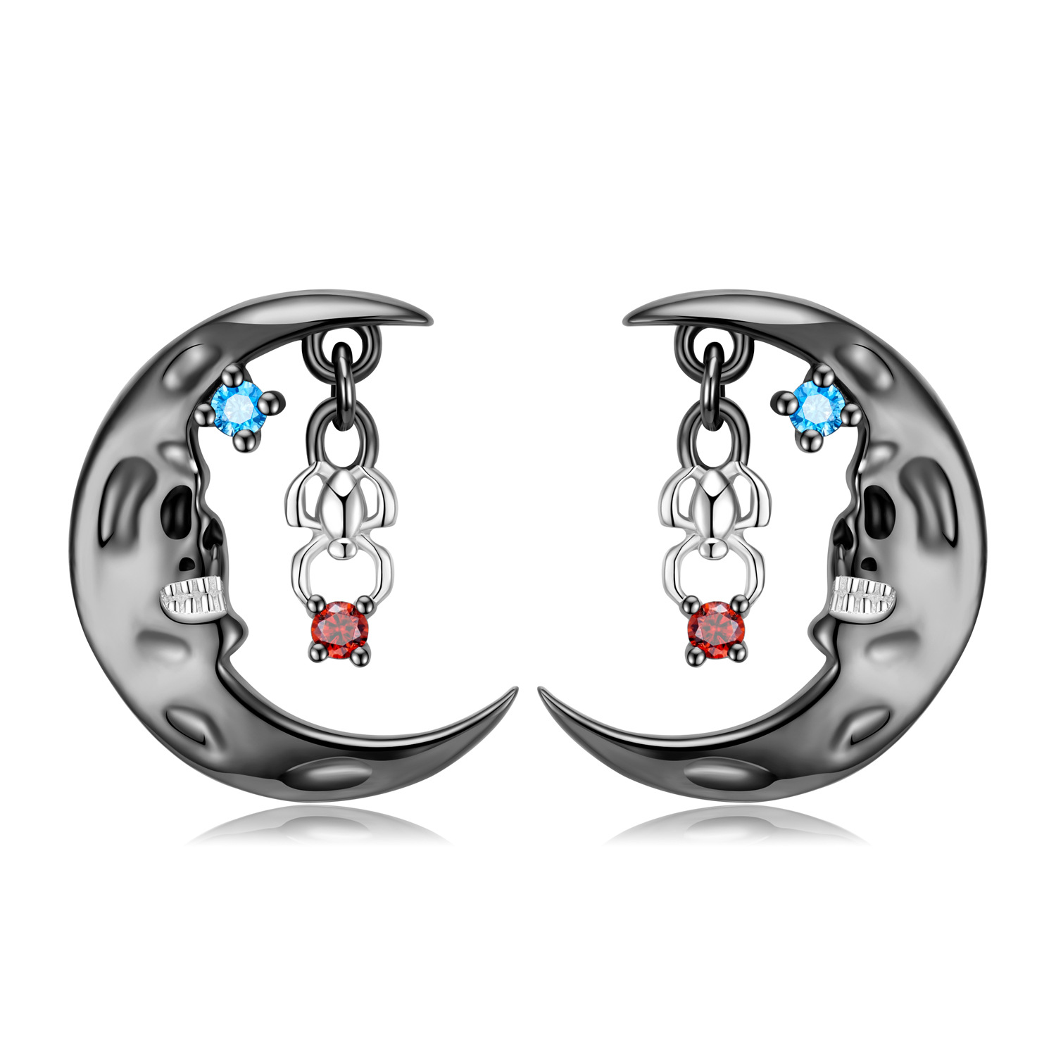 Halloween Vintage Moon Heart Earrings-Vigg Jewelry