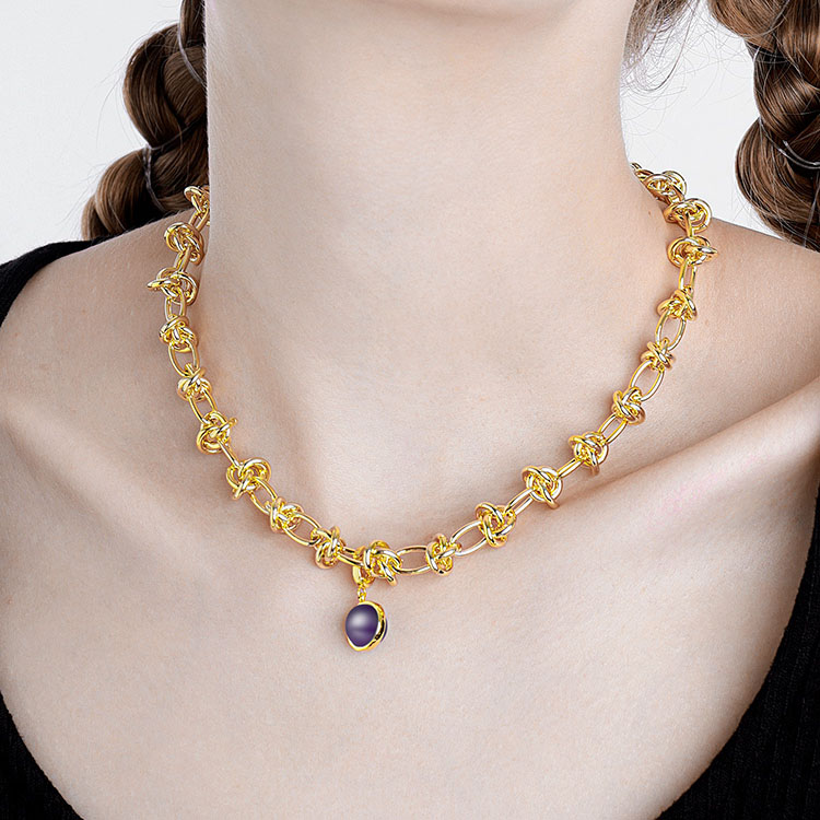 Personalised 18K Gold Plated Gemstone Necklace-Vigg Jewelry