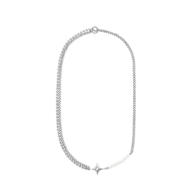 VIGG & AKAK Multilayer Pearl Cross Necklace-Vigg Jewelry