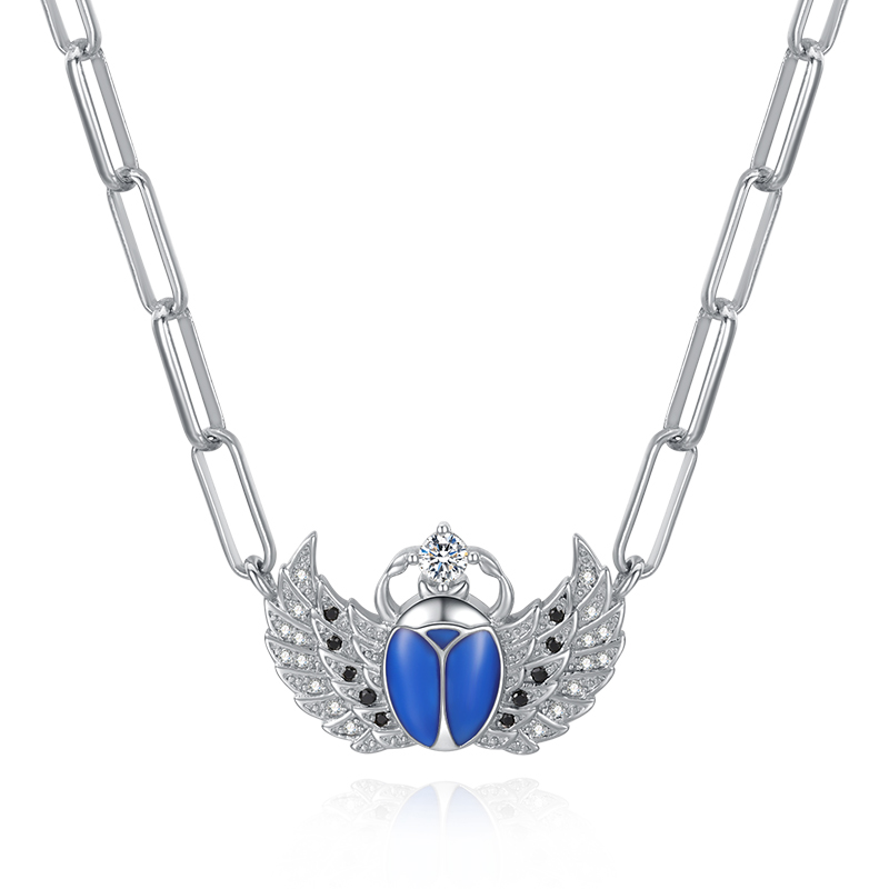 VIGG Luxury Blue Beetle Necklace-Vigg Jewelry