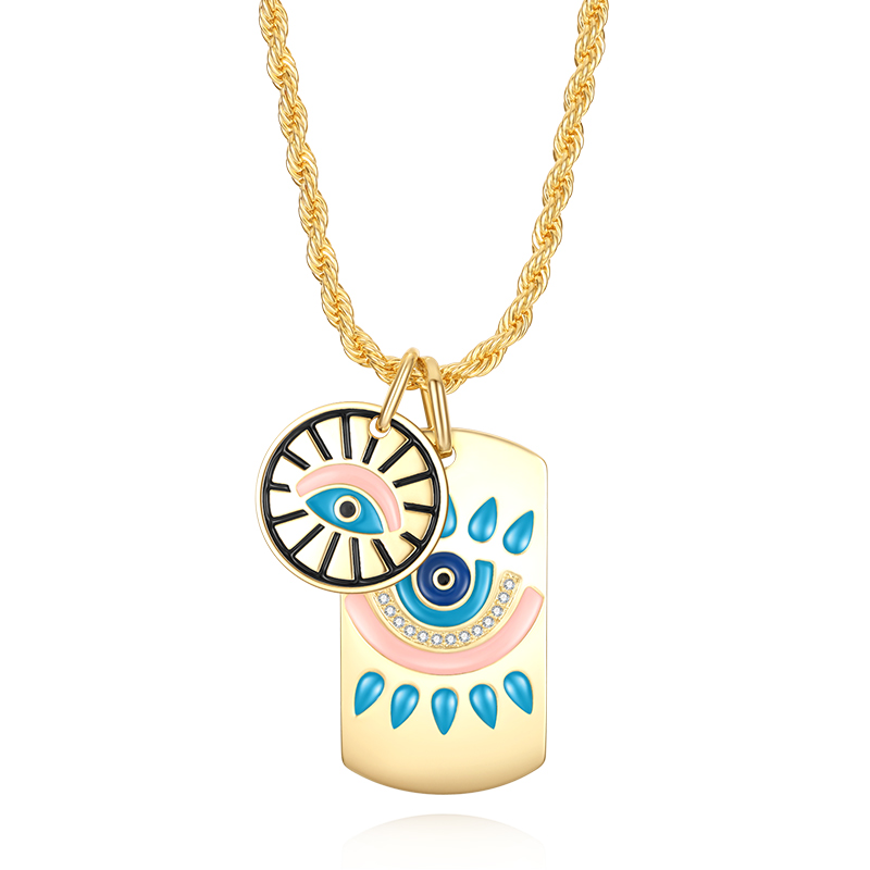 VIGG 18K Gold Plated Evil Eye Necklace-Vigg Jewelry