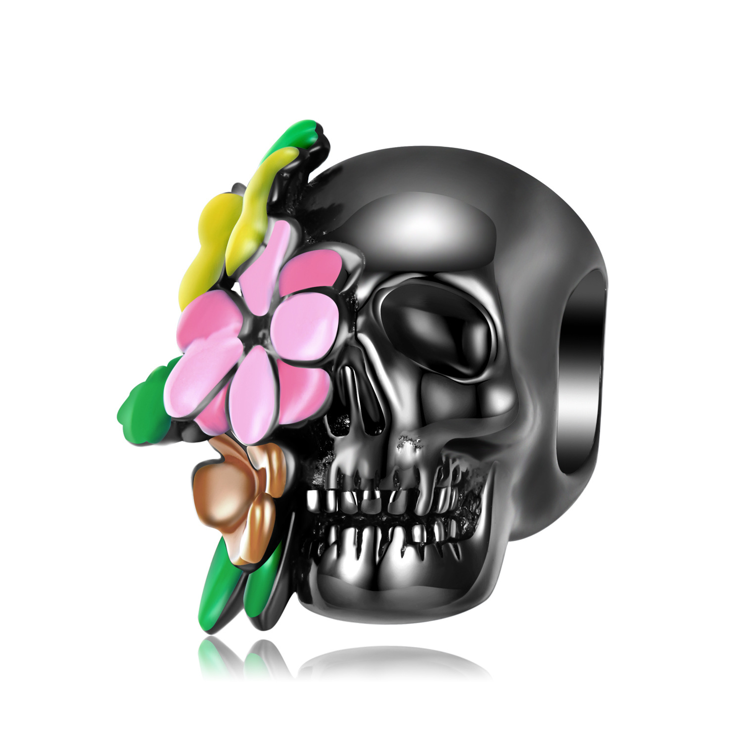 Skull and Flower Charm Bracelet-Vigg Jewelry