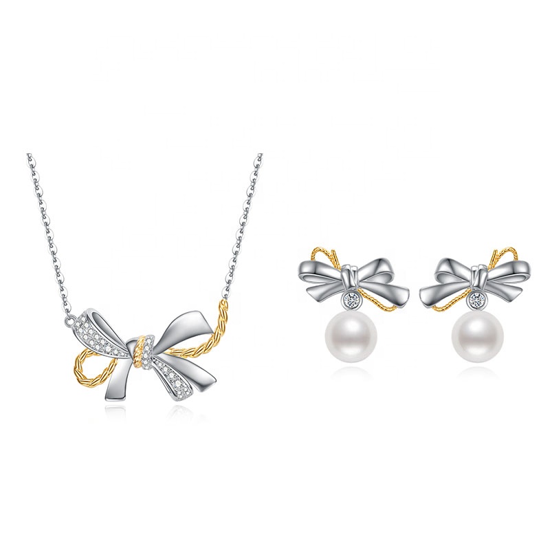 VIGG Butterfly Bow Pearl Jewelry Set-Vigg Jewelry