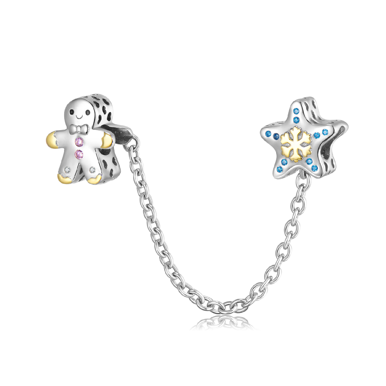 Christmas Pentagram Snowflake & Snowman Charm Bracelet-Vigg Jewelry