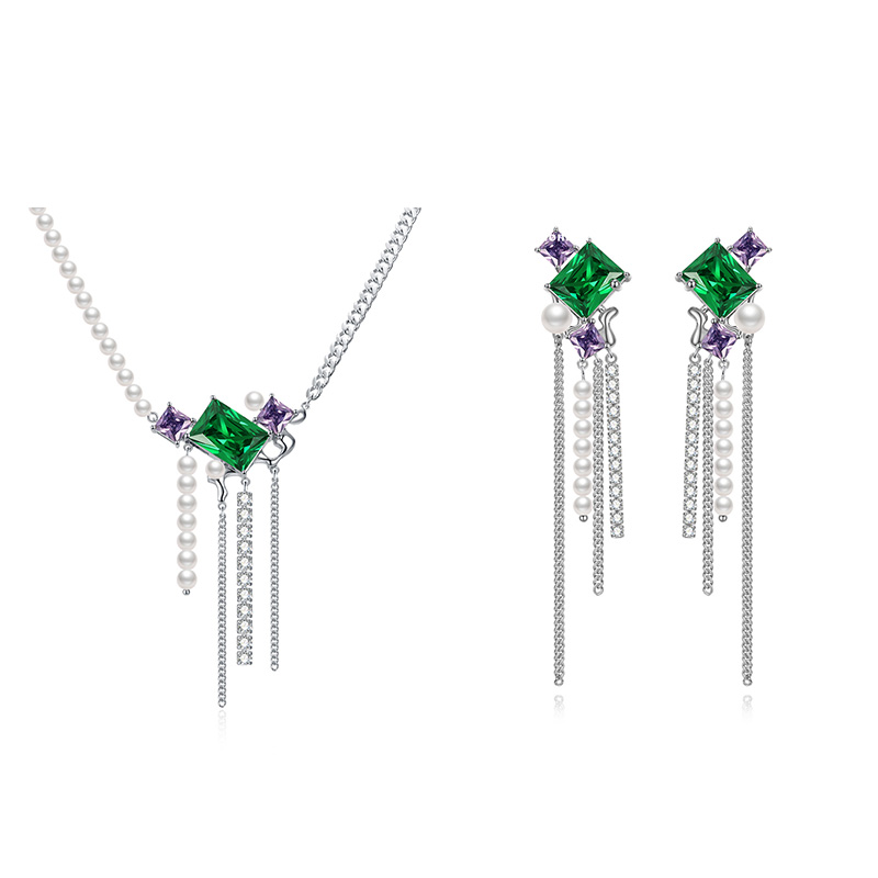 VIGG Blue and Purple Cubic Zirconia Jewelry Set-Vigg Jewelry
