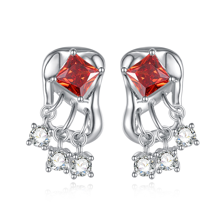 Fire Earrings with Birthstone Red Crystals-Vigg Jewelry