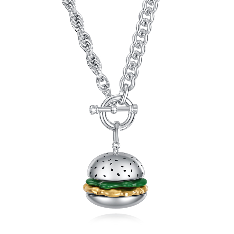 VIGG Street Fashion Burger Necklace-Vigg Jewelry