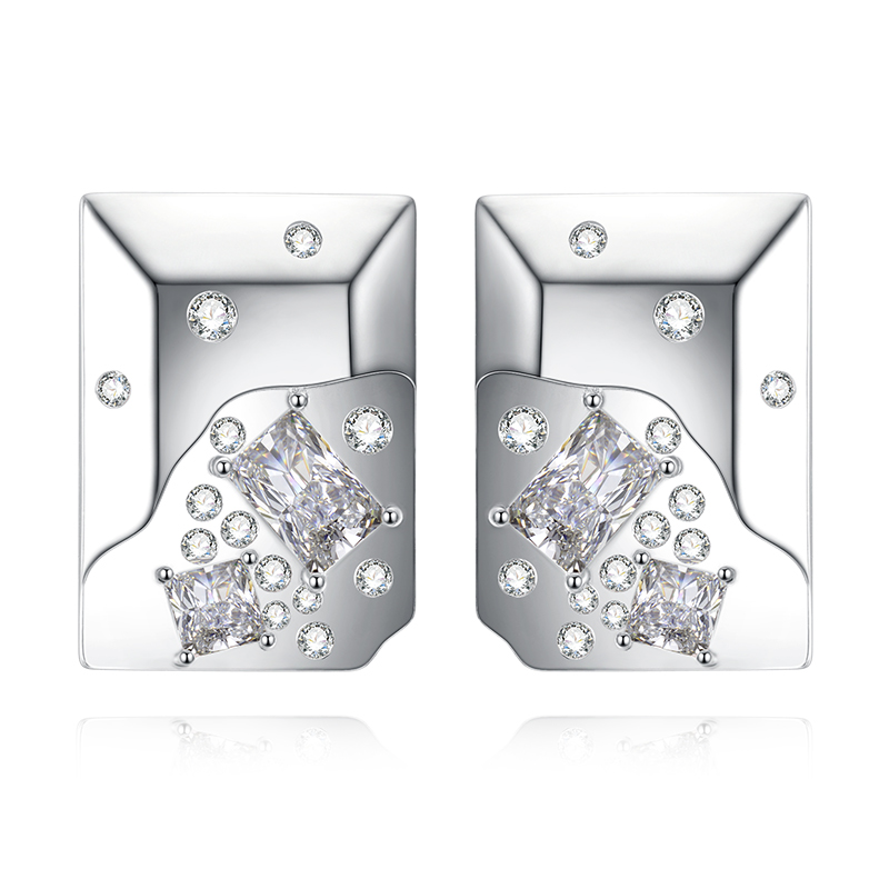 VIGG Sparkling Stone Stud Earrings-Vigg Jewelry