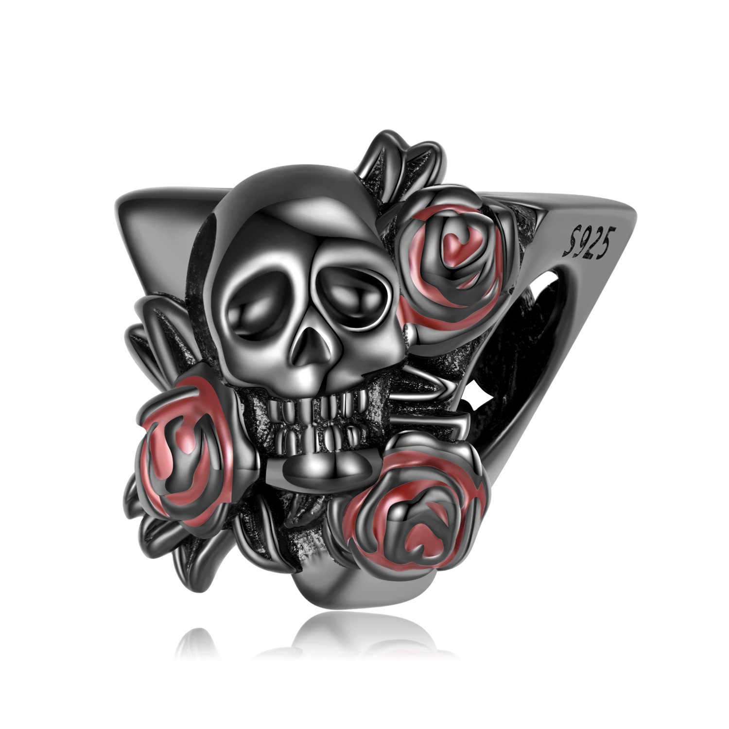 Skull and Red Rose Charm Bracelet-Vigg Jewelry