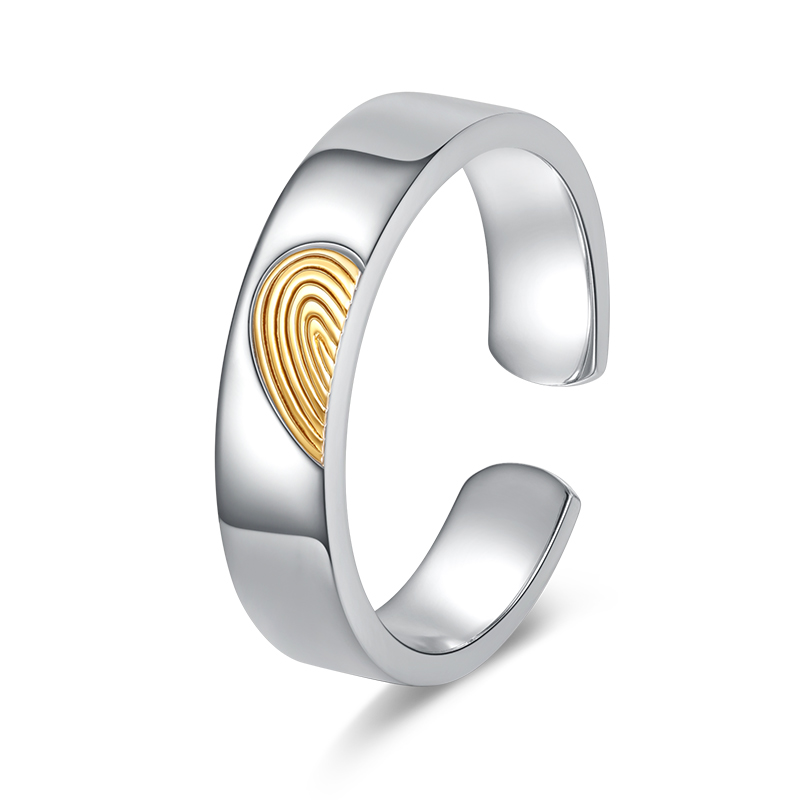 VIGG Free Custome Name Fingerprint Heart Couple Ring-Vigg Jewelry